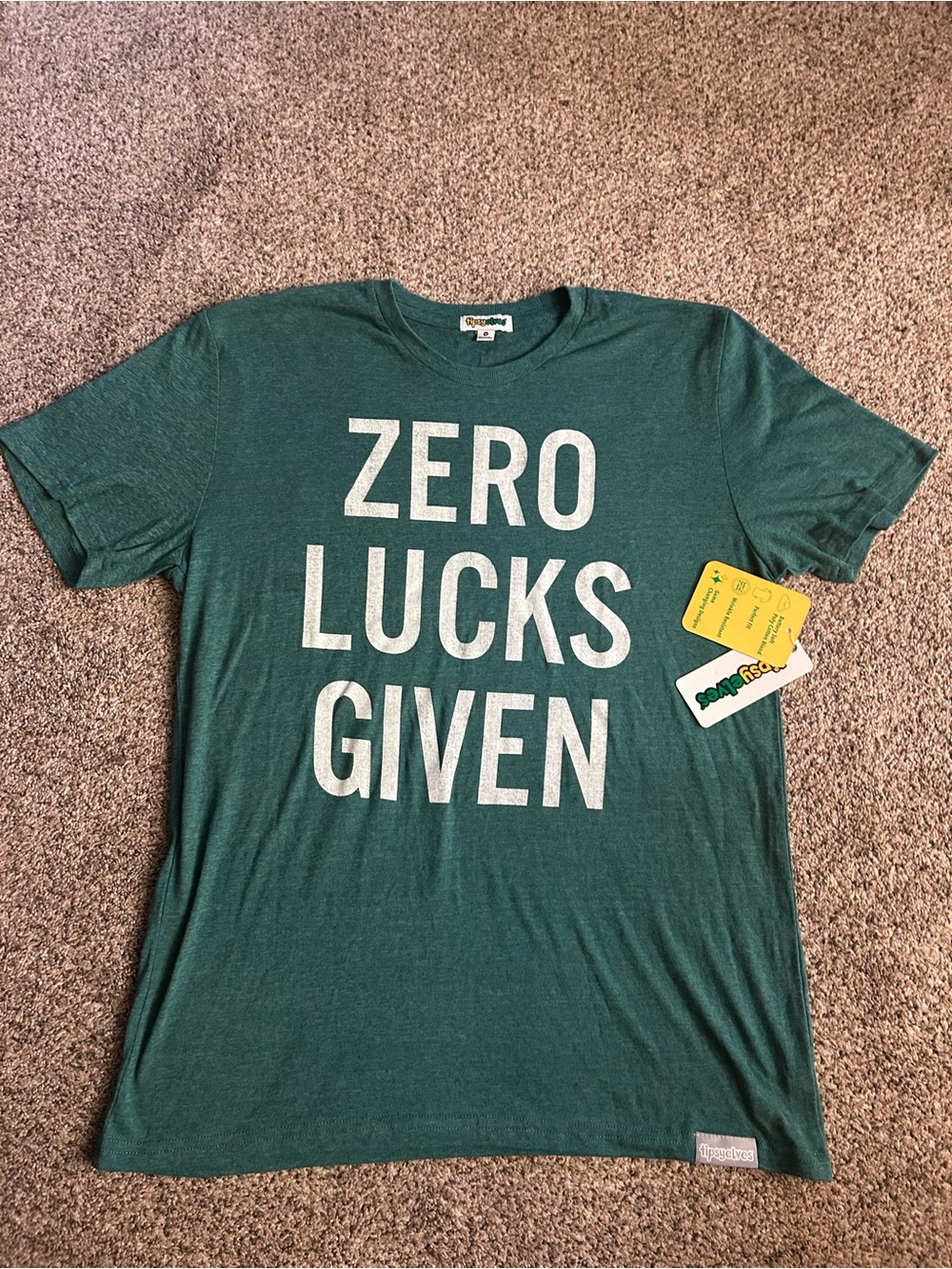 Tipsy Elves Green "Zero Lucks Given" Short Sleeve Tee